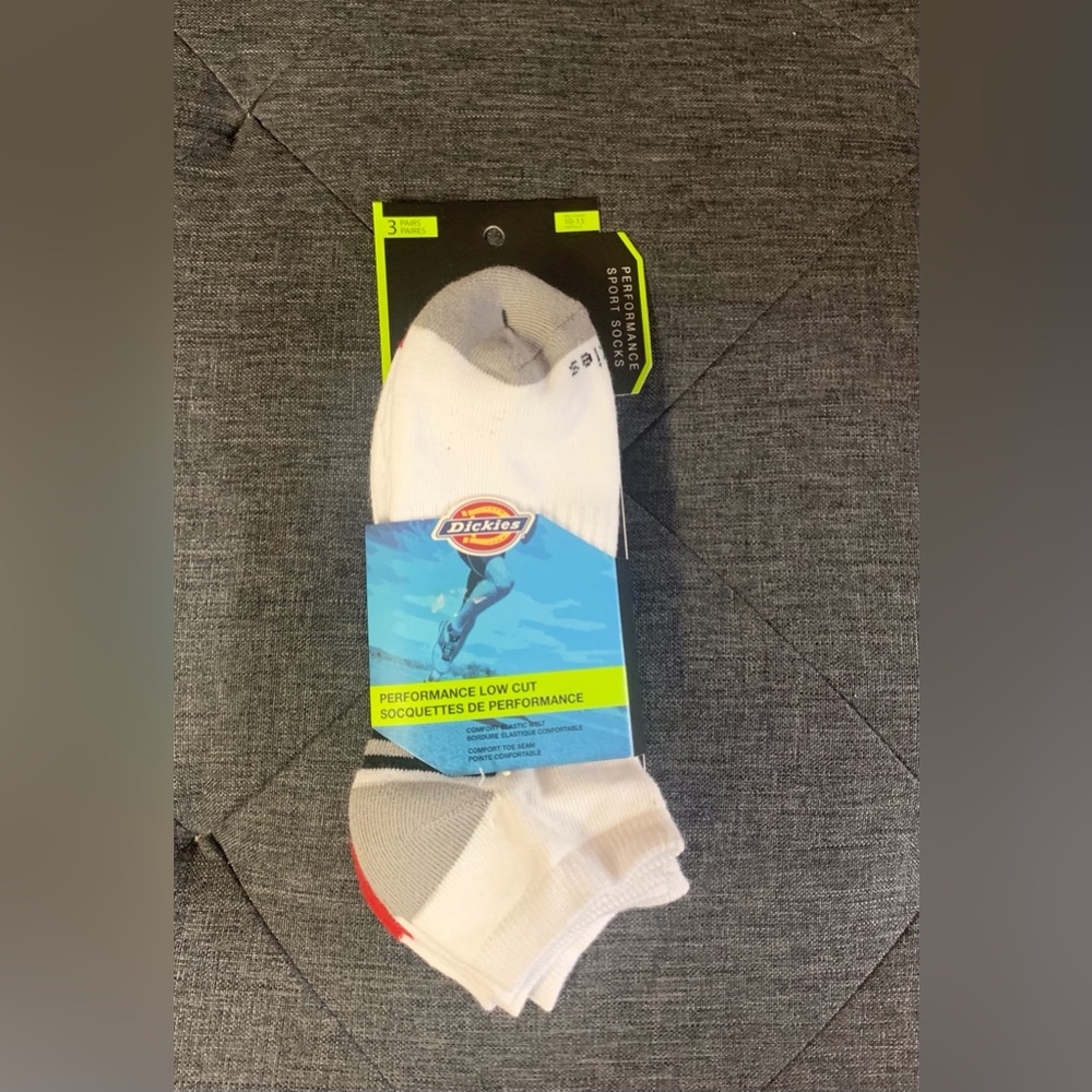 🎈 Dickies 3 pk Performance Low Cut Socks-Colour heel with black accents